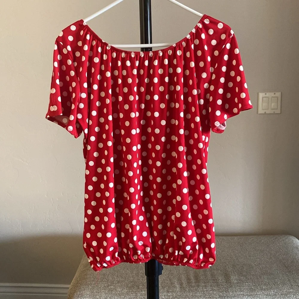 Star Vixen Red and White polka dot blouse Size M - Picture 3 of 3